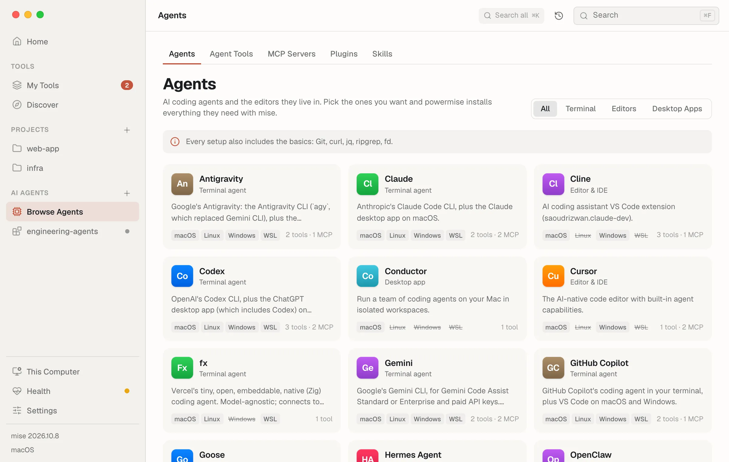 Browse Agents, the catalog of AI coding agents